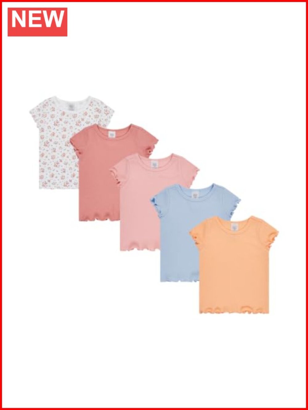 Toddler Girls 5-Pack Short Sleeve Tees Crew Neck Pullover Tops